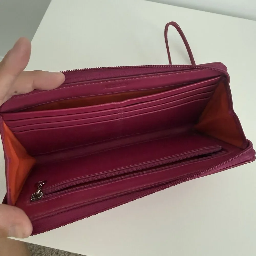Coach Daisy Signature Large Wallet Jacquard Wristlet Monogram Hot Pink Y2K